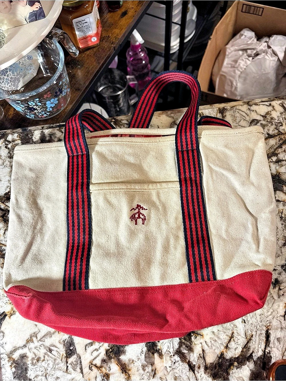 Goyard Red & Cream Plaid Tote